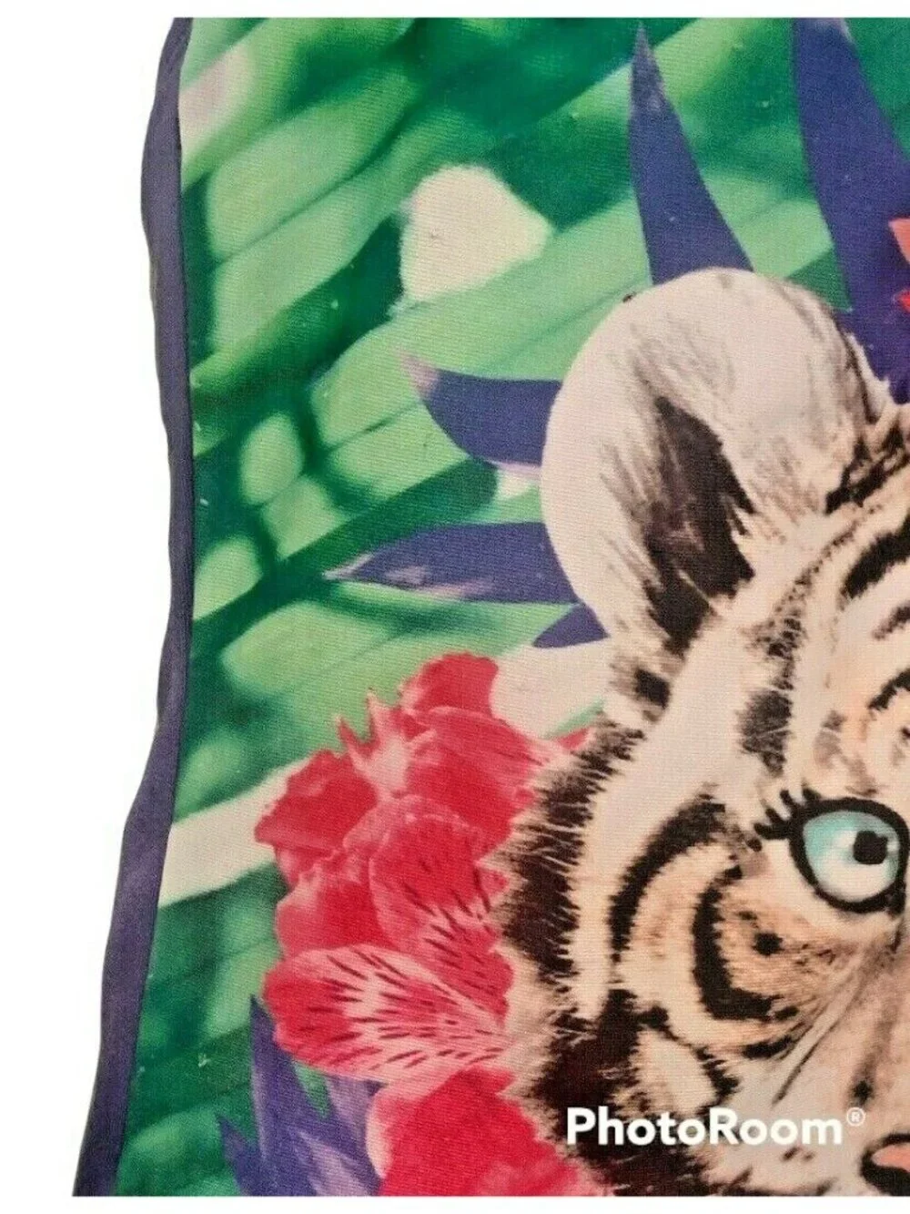 Gymboree Girls One Piece Halter Swimsuit Size S 5-6 Floral Kitten Face
